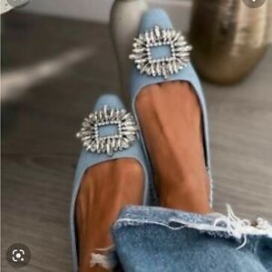 Zara blue jewel flats